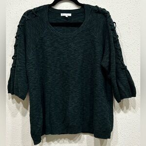 Skies Are Blue Dark Green Knit Top